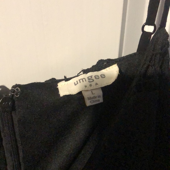 Spaghetti Strap Lace Bodice and Hem Little Black Dress Umgee Brand Size L - Picture 2 of 3